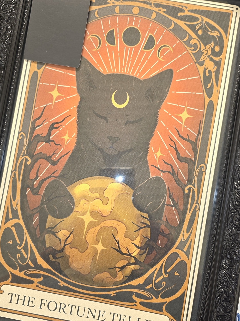 Fortune Teller Cat Wall Art Print - Orange & Black